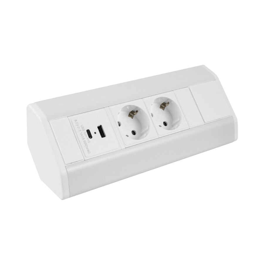 Priză de colţ Corner Box USB, vedere laterală