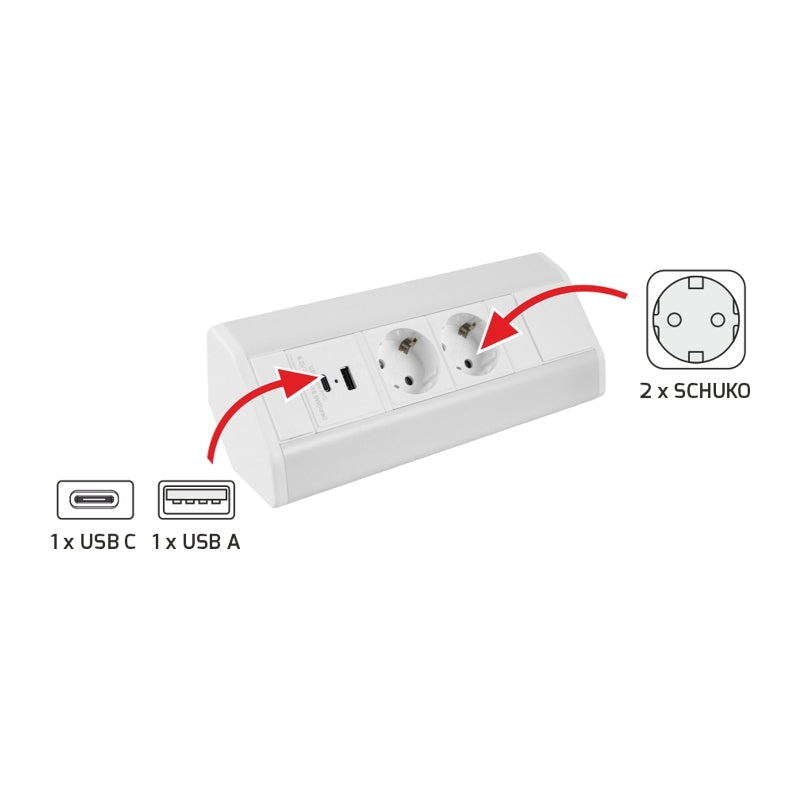 Priză de colţ Corner Box USB, context de utilizare