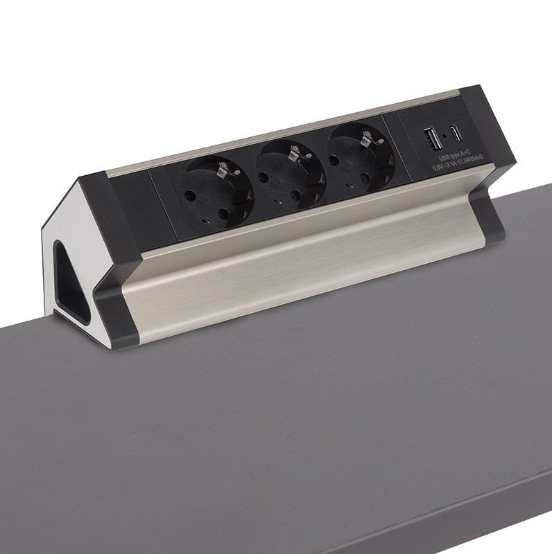 Priză de birou Desk Box, detaliu prize Schuko și USB