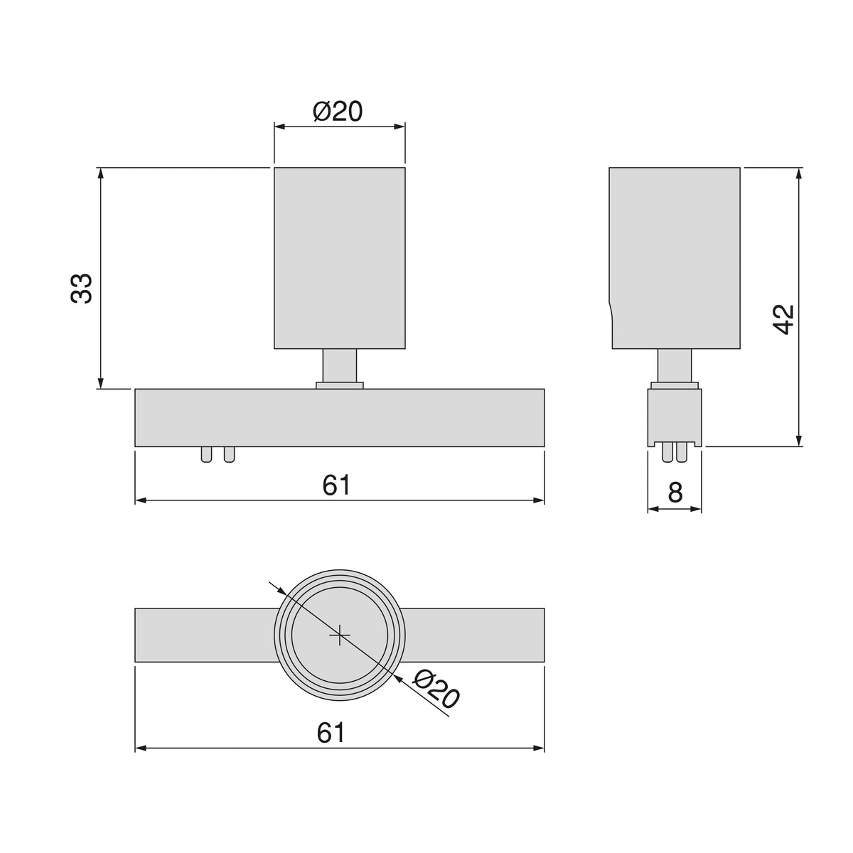 Schema tehnica spot Focus DIWO cu dimensiuni