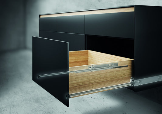 Sertar cu glisiere Quadro V6 Push-to-open, mobilier negru mat