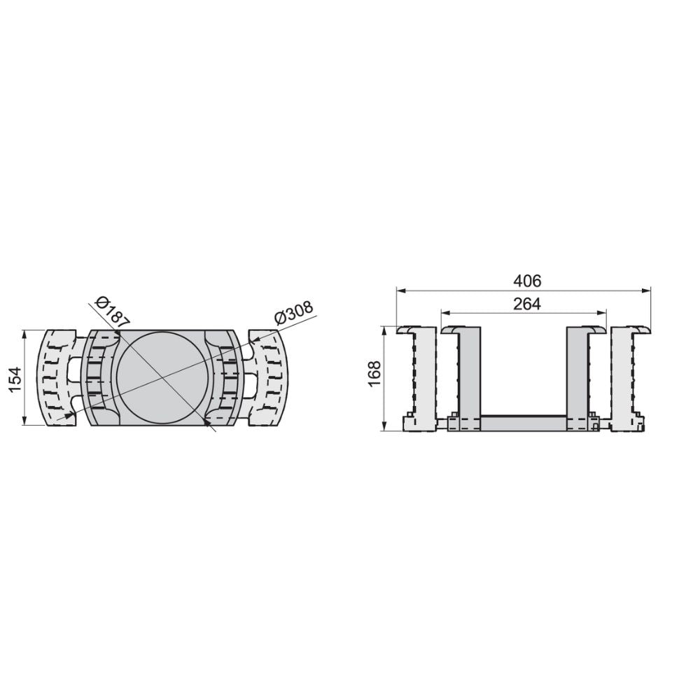 Suport pentru farfurii, schemă tehnică cu dimensiuni